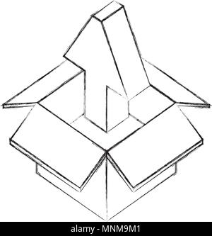 Scatola di cartone storage freccia upload Illustrazione Vettoriale