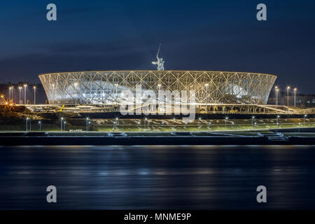 (180518) -- Mosca, 18 maggio 2018 (Xinhua) -- Foto scattata il 26 marzo 2018 mostra la vista esterna di Volgograd stadio Arena che ospiterà il 2018 partite della Coppa del Mondo in Volgogard, Russia. (Xinhua/FIFA LOC) Foto Stock