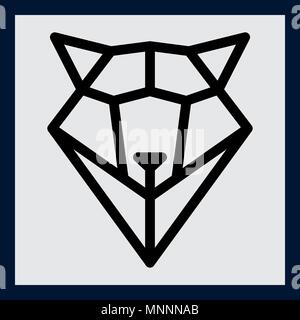 Testa poligonale di lupo sul bianco. Gli animali selvatici e la relativa icona. Illustrazione Vettoriale. Illustrazione Vettoriale