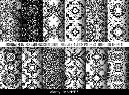 Bianco nero Arabesque Patterns Illustrazione Vettoriale