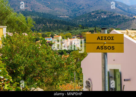 Assos villaggio in Grecia KEFALONIA Foto Stock