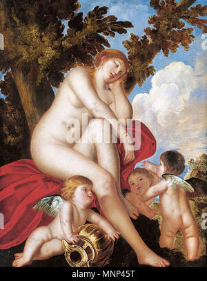 Sleeping Venus con putti prima metà del XVII secolo. 952 Padovanino Venere durmiente con angelitos col par Foto Stock