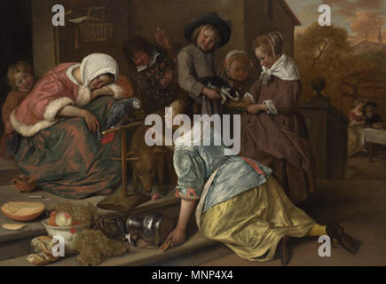 Effetti di dissoluzione. Jan Steen, effetti dell'intemperanza . 1699s. 701 Jan Steen, effetti dell'intemperanza Foto Stock