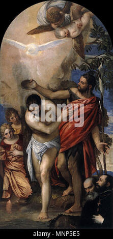 Il Battesimo di Cristo circa 1561. 958 Paolo Veronese - Il battesimo di Cristo - WGA24812 Foto Stock