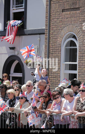 Windsor, Regno Unito, 19 maggio 2018. Royal Wedding. Il matrimonio di S.A.R. il principe Harry e Ms Meghan Markle, Sabato 19 Maggio. Credito: amanda rose/Alamy Live News Foto Stock