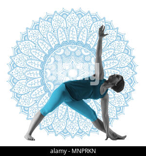 Donna fare esercizi yoga Foto Stock