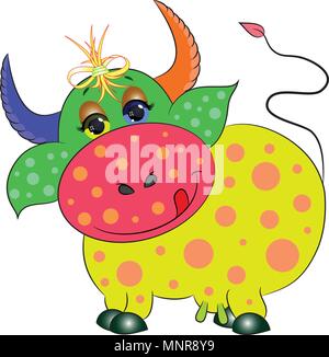 Mucca carino colorato con punti vettore illustrazione dolce Illustrazione Vettoriale