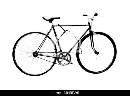 Classico stile vintage bicicletta per uomini immagine in bianco e nero isolato su bianco Foto Stock