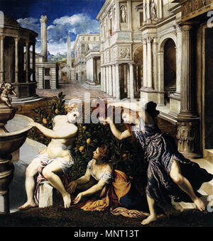 Betsabea la balneazione circa 1549. 960 Paris Bordone - Bathsheba - balneari02456 WGA Foto Stock