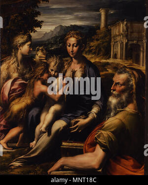 Italiano: Madonna con Bambino e angeli, detta Madonna di San Zaccaria (Nome file errato) Madonna di San Zaccaria (bad filename) dal 1534 fino al 1540. 961 Parmigianino - Madonna con Bambino e angeli, detta Madonna dal collo lungo - Google Art Project Foto Stock