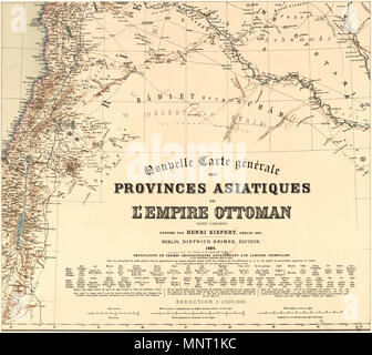 . Français : Partie de: Nouvelle carte générale des Provinces asiatiques de L'impero ottomano: sans L'Arabie. Echelle calcul 1: 1 500 000 Inglese: Parte di: Nuova mappa generale delle province asiatiche dell'Impero Ottomano: Senza saudita. Il calcolo in scala 1: 1 500 000 Türkçe: Parçası: Osmanlı İmparatorluğu'nun Asiyadakı Vilayetlerinin Yeni Haritası: Arabistan olmadan. Ölçek tahminen 1: 1 500 000 . Il 13 maggio 2017. Heinrich Kiepert (1818-1899) nomi alternativi H.Kiepert Descrizione tedesco geografo e cartografo Data di nascita e morte 31 Luglio 1818 21 aprile 1899 Luogo di nascita e morte Berli Foto Stock