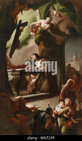 Tedesco: Die Vision der heiligen Elisabeth von Thüringen circa 1741. Paul Troger (1698-1762) nomi alternativi Troger; P. Troger Descrizione pittore austriaco Data di nascita e morte 30 Ottobre 1698 20 Luglio 1762 Luogo di nascita e morte Monguelfo bei Zell im Pustertal Vienna posizione Lavoro Vienna, Austria, Moravia, Ungheria competente controllo : Q687059 VIAF: 13103130 ISNI: 0000 0000 6675 1537 ULAN: 500028379 LCCN: N86055520 WGA: TROGER, Paolo WorldCat 966 Paul Troger Vision der heiligen Elisabeth Entwurfsskizze Foto Stock