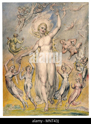 . Allegria, acquerello illustrazione di Milton di L'Allegro e Il Penseroso da William Blake . tra il 1816 e il 1820. Arte da William Blake 972 Penseroso &AMP; l'Allegro William Blake1 Foto Stock