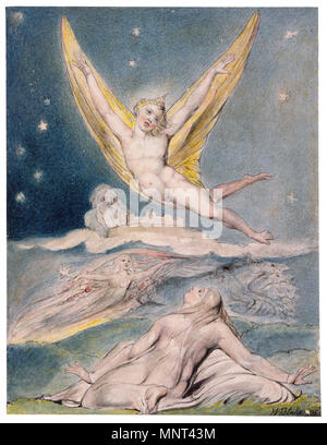 . Notte Startled dall'allodola, acquerello illustrazione di Milton di L'Allegro e Il Penseroso da William Blake . tra il 1816 e il 1820. Arte da William Blake 972 Penseroso &AMP; l'Allegro William Blake2 Foto Stock