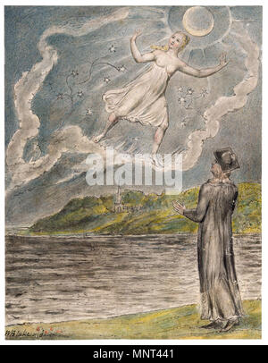 . La luna errante, acquerello illustrazione di Milton di L'Allegro e Il Penseroso da William Blake . tra il 1816 e il 1820. Arte da William Blake 972 Penseroso &AMP; l'Allegro William Blake8 Foto Stock