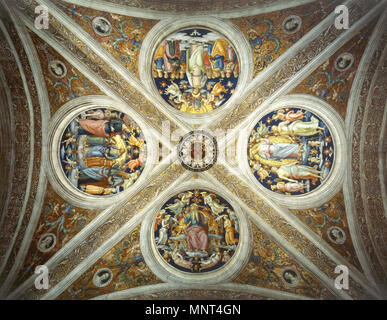Español: Bóveda de la Estancia del Incendio del Borgo. Inglese: soffitto della Stanza dell'Incendio del Borgo. circa 1508.. 974 Perugino - soffitto della stanza dell'Incendio di Borgo Foto Stock