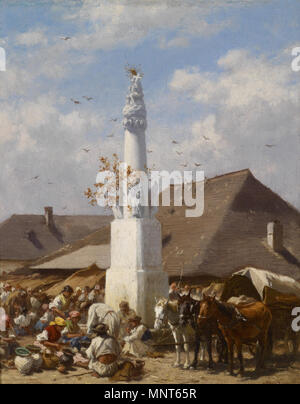 Tedesco: Geschirrmarkt in Szolnok . 980 Agosto Xaver Karl Ritter von Pettenkofen Geschirrmarkt in Szolnok Foto Stock