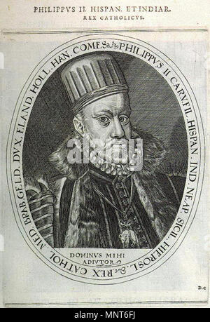 . Inglese: Ritratto di Filippo II di Spagna . tra 1600 e 1602. Dominicus Custos (1560-1612) nomi alternativi Dominique De Coster; Dominique de Coster; Dominik custode; Dominique Balten; Dominicus Custodis; Dominicus De Coster; Dominicus de Coster Descrizione stampante fiamminga e calcografia incisore, Data di nascita e morte 1560 1612 Luogo di nascita e morte Anversa Augsburg posizione Lavoro Anversa, Augsburg competente controllo : Q3657264 VIAF: 106966812 ISNI: 0000 0001 0655 9364 ULAN: 500019929 LCCN: N85194984 GND: 122235800 WorldCat 982 Philipp II Spanien MATEO Foto Stock