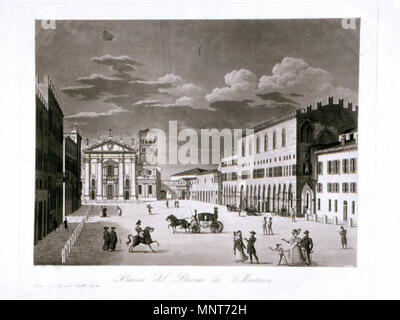 . Italiano: veduta di Piazza Sordello a Mantova . 1830. Montini Luigi Filippo 984 Piazza del Duomo di Mantova Foto Stock