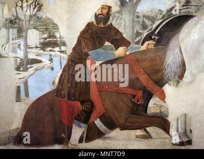 5. Costantino la vittoria su Massenzio (dettaglio) tra 1452 e 1466. 985 Piero della Francesca - 5. Costantino la vittoria su Massenzio (dettaglio) - WGA17523 Foto Stock