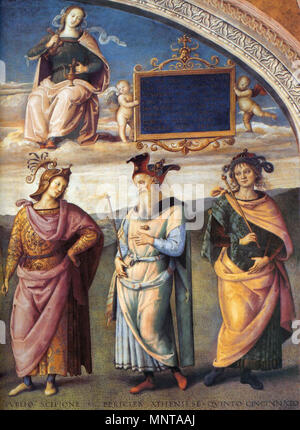 Uomini illustri dell'antichità (dettaglio) tra 1497 e 1500. 996 Pietro Perugino - uomini illustri dell'antichità (dettaglio) - WGA17238 Foto Stock