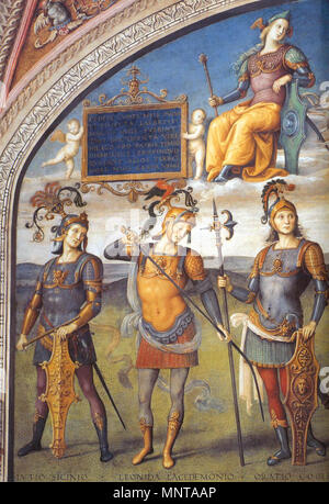 Uomini illustri dell'antichità (dettaglio) tra 1497 e 1500. 996 Pietro Perugino - uomini illustri dell'antichità (dettaglio) - WGA17237 Foto Stock