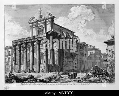 Veduta del Tempio di Antonino e Faustina nel Campo Vaccino 1748-1774. 1001 Piranesi-17017 Foto Stock