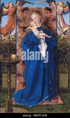 La Madonna e il Bambino presso la fontana *olio su pannello *19 x 12,5 cm *1439 Madonna e Bambino presso la fontana 1439. 703 Jan van Eyck - Madonna e Bambino presso la fontana - WGA7619 Foto Stock