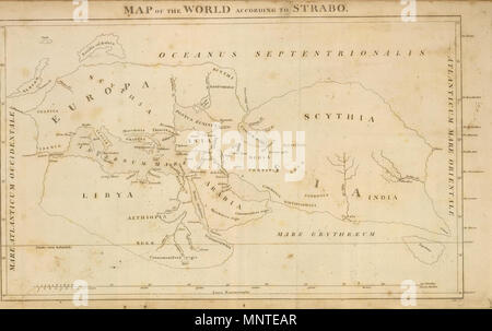 . Deutsch : Mappa del mondo Secondo Strabone (1814). Bye, J., incisore. 1814. James Playfair (1738-1819) nomi alternativi Playfair, principale; Principal Playfair, St Andrews Descrizione accademico britannico Data di nascita e morte 1738 1819 competente controllo : Q14500320 VIAF: 67993865 1010 Playfair, principale. Mappa del mondo Secondo Strabone. 1814 Un Foto Stock