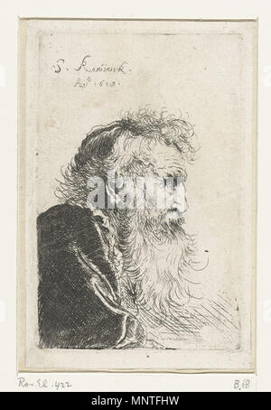 . Français : Tête d'un vieil Homme barbu de profil . 1628. Salomon Koninck 1015 Ritratto d'onu vieillard barbu-1628-Salomon Koninck Foto Stock