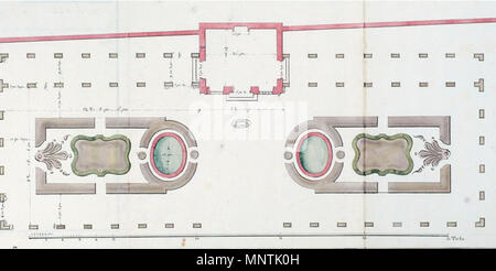 Français : Projet de Gabriel pour le Nouveau Jardin du Roi . Français : Projet de l'architecte Ange-Jacques Gabriel pour le Jardin du " Pavillon de treillage " devant être dressé dans le Nouveau Jardin du Roi (Petit Trianon) . Il 31 dicembre 1751. Ange-Jacques Gabriel nomi alternativi Jacques-Anges Gabriel; Jacques Ange Gabriel; Jacques-Ange Gabriel; Ange Jacques Gabriel Descrizione architetto francese Data di nascita e morte 23 Ottobre 1698 / 26 Ottobre 1698 4 Gennaio 1782 / 2 gennaio 1782 Luogo di nascita e morte Paris Paris Opera periodo dal 1730s fino a 1770s posizione Lavoro Parigi, Versai Foto Stock