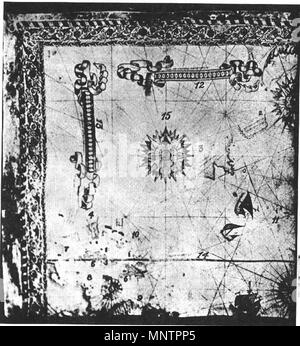 . Inglese: Mappa di Piri Reis Русский: Фрагмент карты Пири Рейса . 16s secolo. Piri Reis (circa 1467 - circa 1554) nomi alternativi Hac Ahmed Muhiddin Piri Descrizione ammiraglio turco, geografo e cartografo Data di nascita e morte tra 1465 e 1470 1554 o 1555 Luogo di nascita e morte o Gelibolu Karaman vicino a Konya, Turchia Cairo competente controllo : Q217915 VIAF: 173366743 ISNI: 0000 0001 1349 4300 LCCN: N50082435 NLA: 58569677 GND: 119388405 WorldCat 1048 Reis mappa Foto Stock