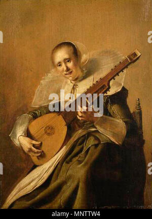 . Lute player (tiorba) . circa 1650. 991 Pieter Codde - lettore di liuto Foto Stock