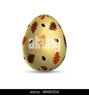 Uovo di Pasqua con un disegno di foglie di quercia Illustrazione Vettoriale