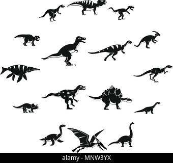 Dinosauro set di icone, stile semplice Illustrazione Vettoriale