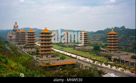 Vista panoramica di Fo Guang Shan Buddha memorial centre Kaohsiung Taiwan Foto Stock