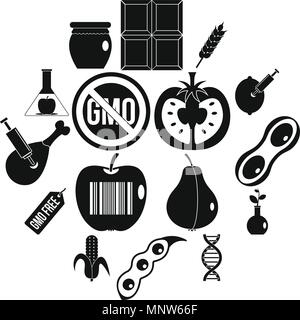Ogm set di icone di cibo, stile semplice Illustrazione Vettoriale