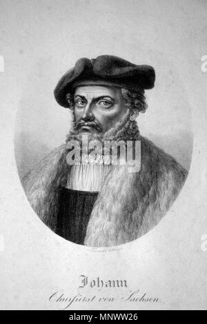 Fotocamere digitali Olympus . Deutsch: Johann von Sachsen (1498-1537), Lithographie von Adolph Friedrich Kunike, um 1820 . circa 1820. Adolph Kunike Friedrich (1777-1838) 728 Johann von Sachsen Litho Foto Stock