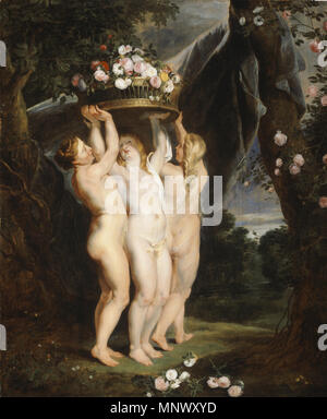 Le Tre Grazie tra 1620 e 1624. 1076 Rubens, Peter Paul (laboratorio) - Die Drei Grazien - 1620-24 Foto Stock