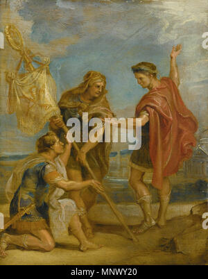 Costantino riceve lo standard con il monogramma di Cristo come segno imperiale (il labarum) 1622. 1077 Sir Peter Paul Rubens SIEGEN 1577 - 1640 Anversa Costantino presentando il labarum per le sue truppe Foto Stock