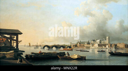 Il Palazzo di Westminster Bridge 1750. 1089 Samuel Scott - Il Palazzo di Westminster Bridge - WGA21089 Foto Stock