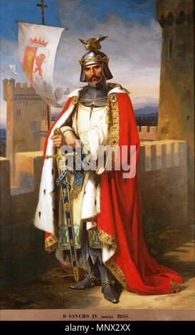 Sancho IV el Bravo, Rey de Castilla . Español: Retrato imaginario del Rey Sancho IV de Castilla (1258-1295), hijo y heredero del Rey Alfonso X de Castilla. . 1858. 1092 Sancho IV el Bravo (Museo del Prado) Foto Stock