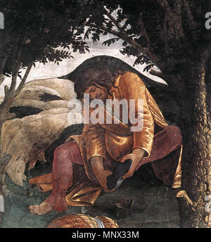 Le prove e la vocazione di Mosè (dettaglio) tra 1481 e 1482. 1093 Sandro Botticelli - Le prove e la vocazione di Mosè (dettaglio) - WGA2743 Foto Stock