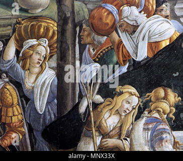 Le prove e la vocazione di Mosè (dettaglio) tra 1481 e 1482. 1093 Sandro Botticelli - Le prove e la vocazione di Mosè (dettaglio) - WGA2745 Foto Stock