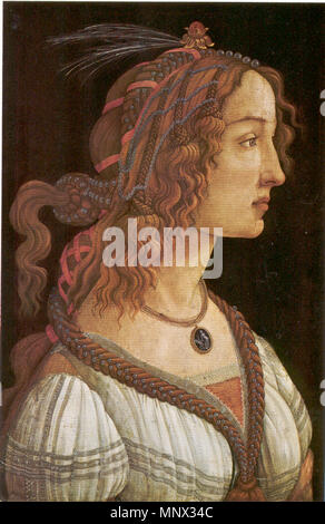 Tedesco: Porträt einer jungen Frau (Idealbildnis Simonetta Vespucci ?) circa 1480-1485. 1093 Sandro Botticelli - weiBliches Brustbild Foto Stock