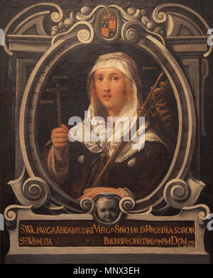 . Español: Santa Walburga. Obra de Juan de Roelas, c. 1605. La Iglesia de San Miguel e San Julián, Valladolid. Il 26 aprile 2014. Juan de Roelas 1094 Santa Walburga - Juan de Roelas 20140426 Foto Stock