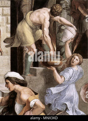 L'Incendio di Borgo . Dettagli . 1514. 1095 Sanzio, Raffaello - l'Incendio di Borgo (dettaglio) - 1514 Foto Stock