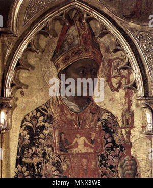 Vergine con Bambino e quattro santi . Dettagli . circa 1435. 1096 Sassetta, Madonna col Bambino e quattro santi, dettaglio 03 Foto Stock