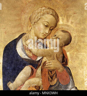 Vergine con Bambino e quattro santi . Dettagli . circa 1435. 1096 Sassetta, Madonna col Bambino e quattro santi, dettaglio 01 Foto Stock