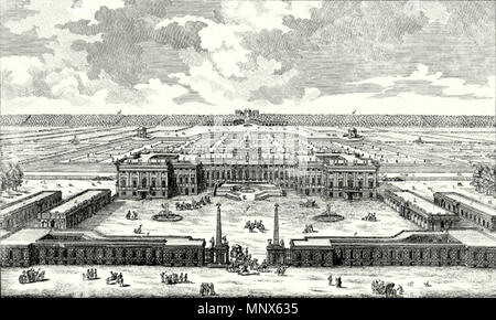 . Disegno di architettura; incisione su rame, molto probabilmente da "Entwurf einer historischen Architektur". Mostra Fischer v. Erlach il secondo progetto per il castello di Schönbrunn. Primi lavori di costruzione ha preso da 1696-1701. Il palazzo è stato abitato sin dal 1700, ma non è stata ancora completamente finito quando nel 1743 l'imperatrice Maria Teresa ha deciso di apportare grandi modifiche. 1721. Johann Bernhard Fischer von Erlach (1656-1723) nomi alternativi Fischer, Johann Bernhard (fino al 1696) Descrizione Austrian architetto e scultore Data di nascita e morte 20 Luglio 1656 5 aprile 1723 Luogo di nascita e morte Graz vie Foto Stock